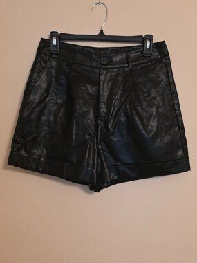 Black Faux Leather Short Shorts Size  M 6